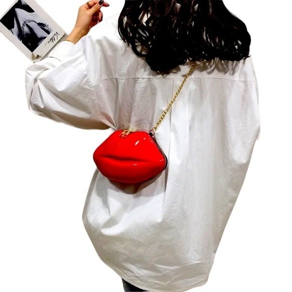 Handbags - Red Lips Bag cute clutch crossbody purse club party date gift sexy fun accessory
